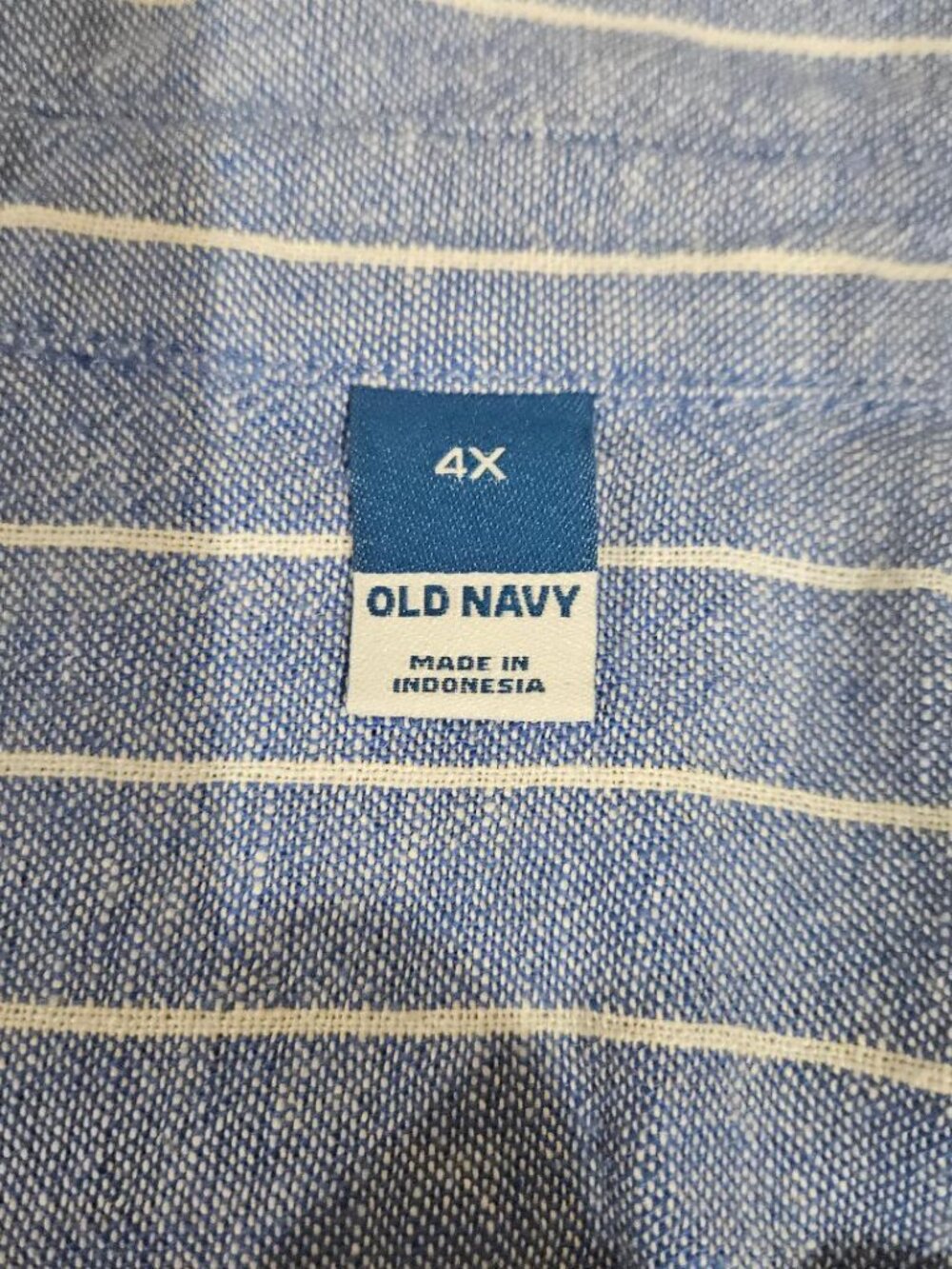 OLD NAVY BLUE WHITE STRIPE LINEN SHORT SLEEVE SHIRT DRESS SWIM COVERUP 4X - 5X - Picture 7 of 9